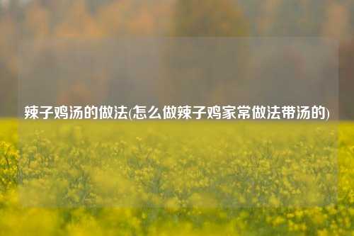 辣子鸡汤的做法(怎么做辣子鸡家常做法带汤的)
